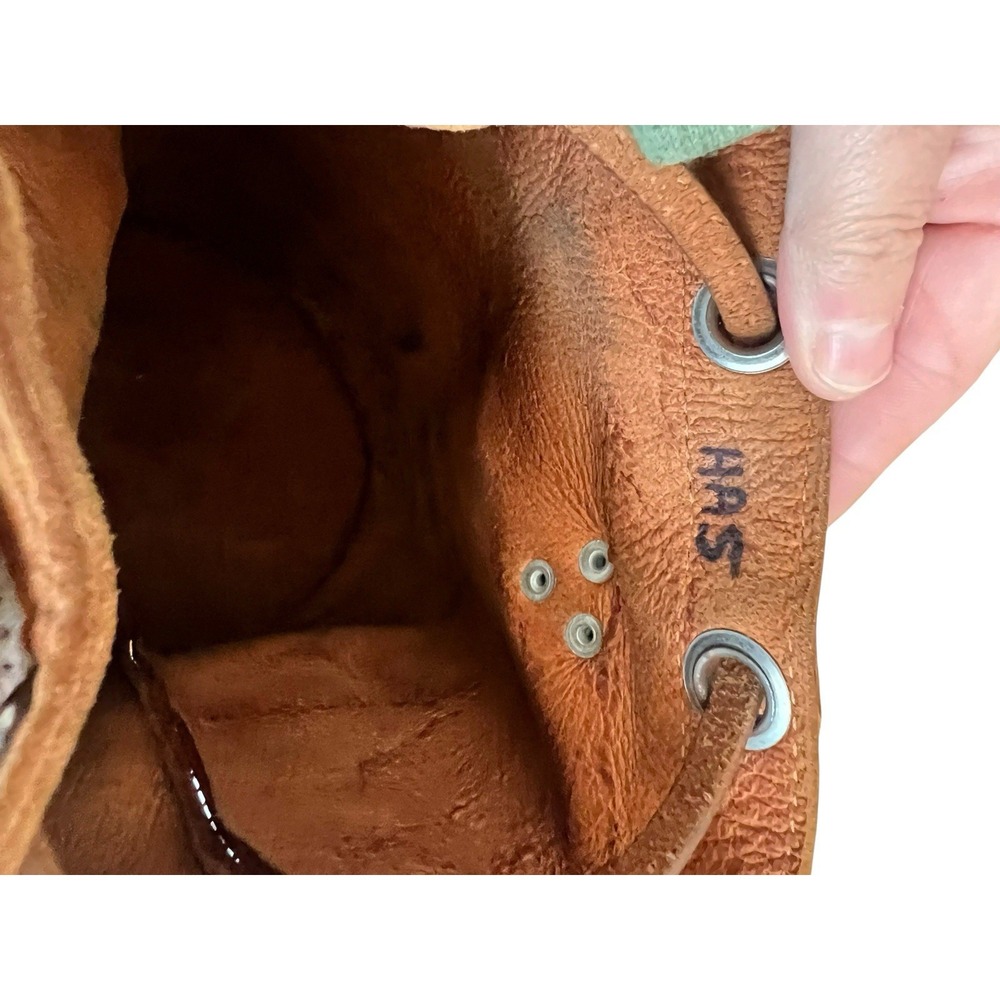 Vintage Genuine Leather Bucket Bag Distressed Leather Drawstring Front Pockets - Picture 10 of 16